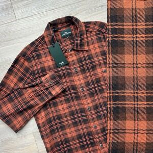 NWT Rodd & Gunn Men's Small Bryant Park Shirt Pumpkin Orange Plaid Button Down